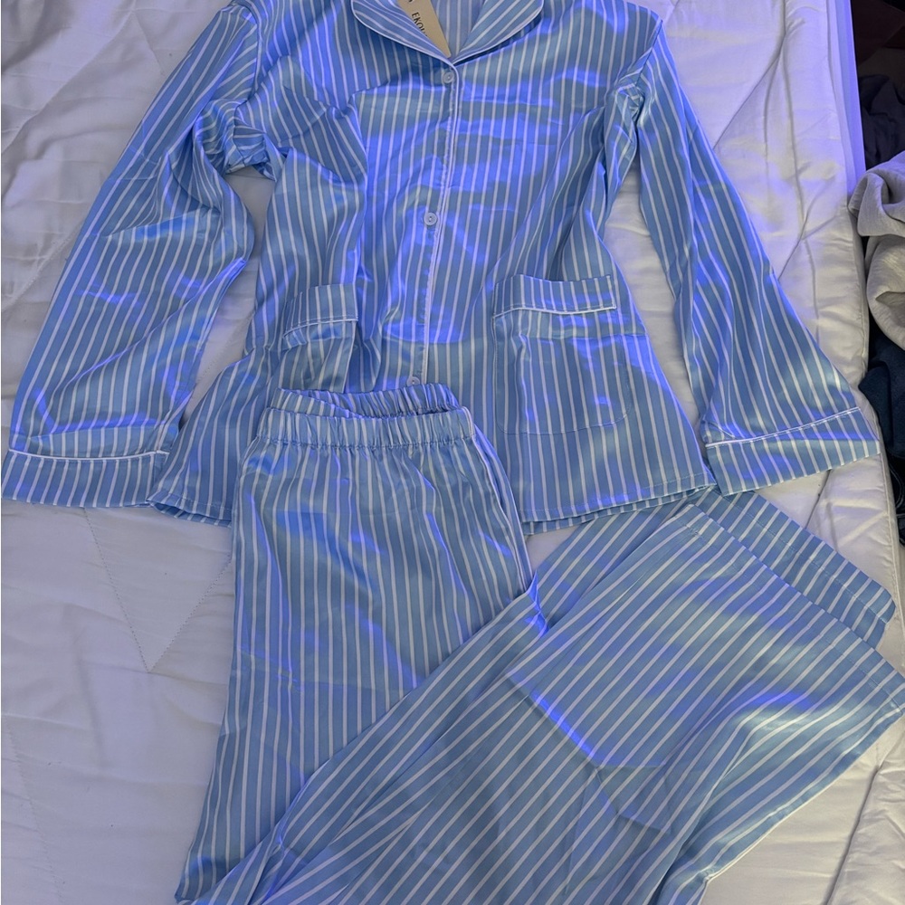 Blue Striped Pajama Set